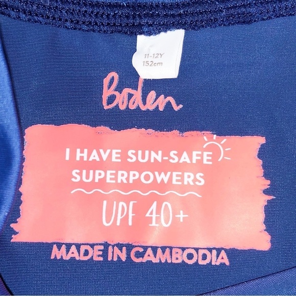 Boden Dark Blue and White Long Sleeve Rash Guard Size 11-12Y - Picture 2 of 8